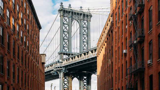 Manhattan Bridge over a river