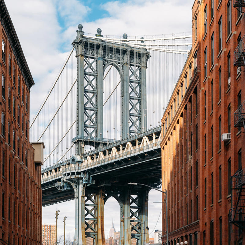 Manhattan Bridge over a river