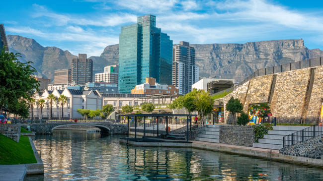 a city next to a body of water