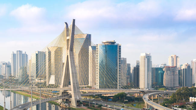 a bridge over a city