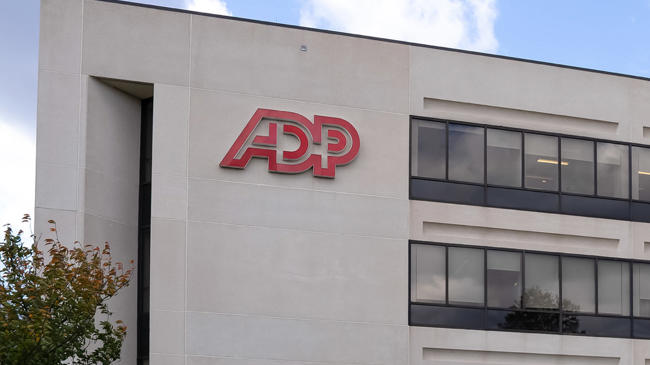 a building with a logo on the side