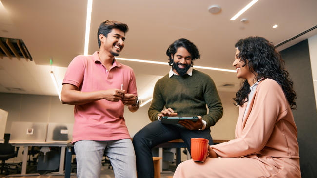 a group of people in a room